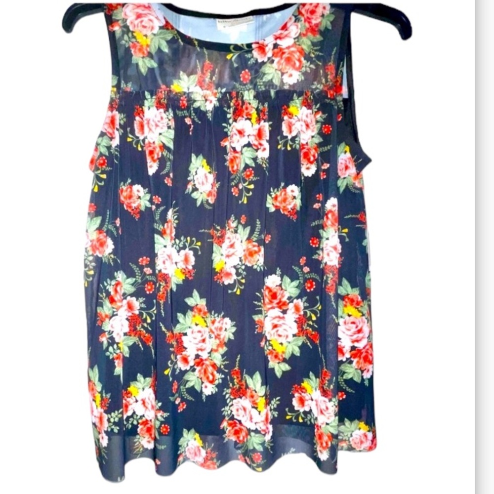 **Must Bundle* NWT BOBBIE BROOKS Pretty FLORAL Black Pink small Sheer Blouse Top